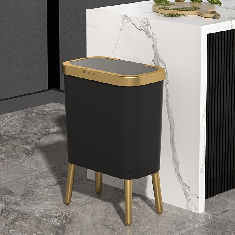 Prullenbak op Pootjes met Klepdeksel Smalle Geurafsluitende Afvalbak in Modern Design voor Keuken | Badkamer | Slaapkamer en Woonkamer