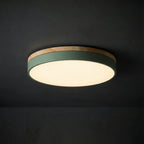 Ronde LED Plafondlamp met Houten Rand Platte Plafonnière met Keuze uit Lichtkleur of Dimbaar met Afstandsbediening voor Woonkamer | Slaapkamer en Hal
