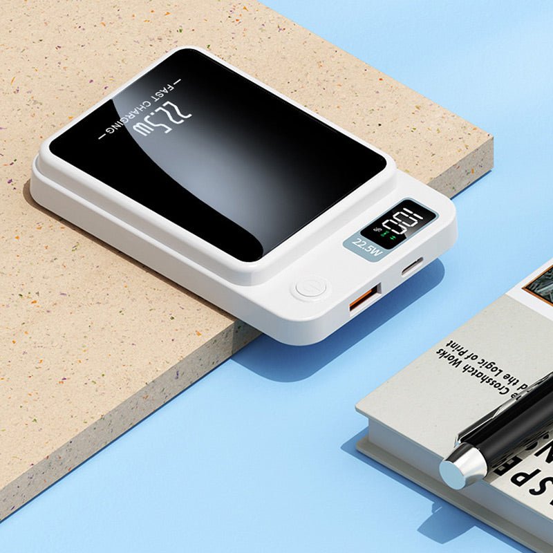 Dunne Magnetische Powerbank met Display | Draadloze Powerbank voor Smartphone | Compacte Externe Batterij voor Onderweg