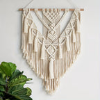 Macramé Wandkleed Boho Handgemaakt | Geknoopte Wanddecoratie met Kwastjes en Franjes voor Slaapkamer | Woonkamer en Hal