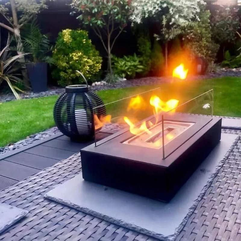 Bio-Ethanol Tafelhaard Draagbare Sfeerhaard met Glazen Schermen en Echte Vlam voor Binnen en Buiten | Woonkamer Balkon en Tuin