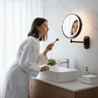 LED Make-Up Spiegel met Vergroting Uitschuifbare Wand Scheerspiegel met Dimbare Verlichting en Oplaadbare Accu voor Badkamer | Slaapkamer