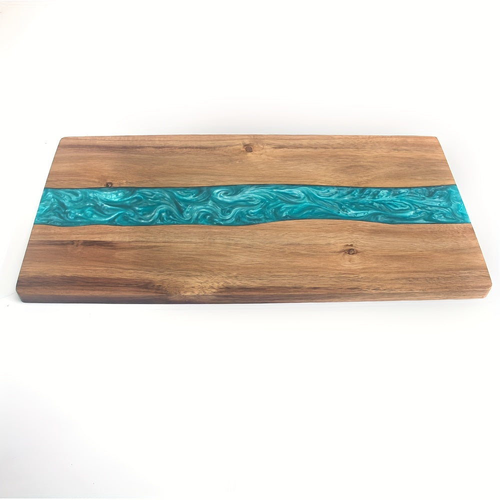 Acaciahouten Snijplank met Resin Rivier | Serveerplank en Borrelplank voor Kaas en Vlees | Handgemaakte Tapasplank voor Keuken en Tafel