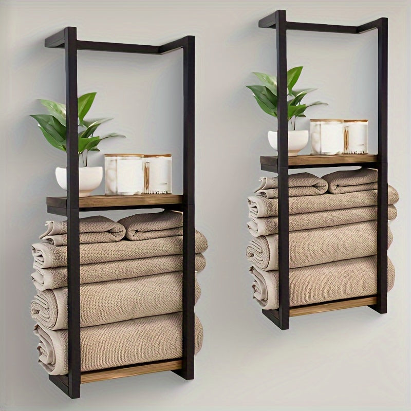 Handdoekrek voor aan de Muur met Plank | Ruimtebesparend Wandrek voor Opgerolde Handdoeken van RVS voor Badkamer en Toilet