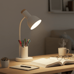 Bureaulamp met Pennenhouder Moderne Metalen Tafellamp E27 voor Bureau | Thuiswerkplek Studeerkamer en Nachtkastje