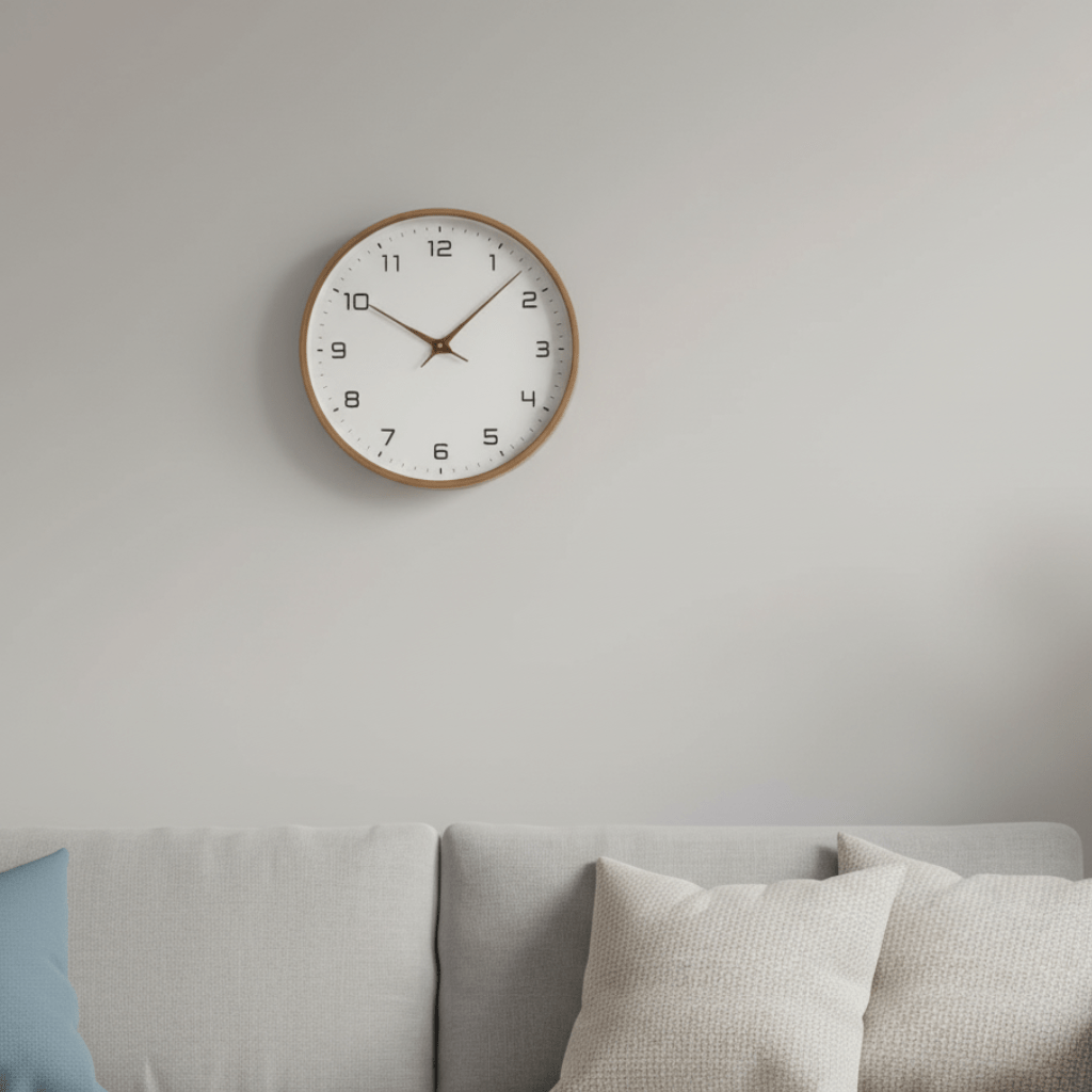 Houten Wandklok met Stil Uurwerk Ronde Scandinavische Klok van Massief Hout zonder Tikken met Duidelijke Cijfers voor Woonkamer | Slaapkamer en Keuken