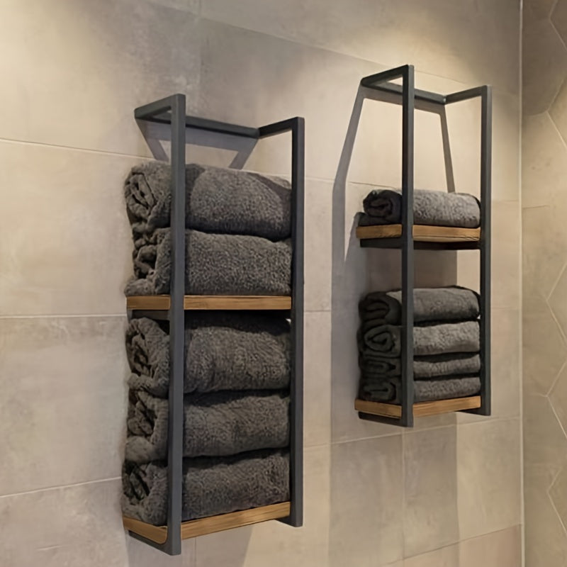 Handdoekrek voor aan de Muur met Plank | Ruimtebesparend Wandrek voor Opgerolde Handdoeken van RVS voor Badkamer en Toilet