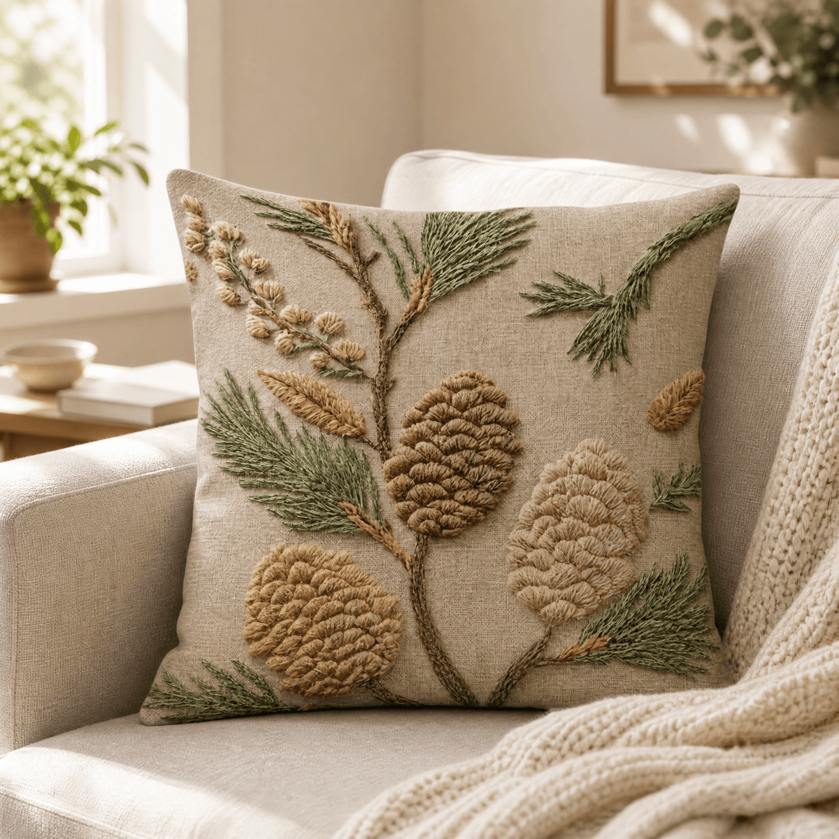 Kussenhoes met Vintage Botanische Print | Sierkussenhoes met Verborgen Rits voor Bank en Bed | Set Kussenhoezen voor Woonkamer