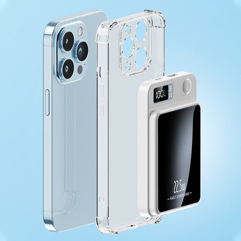 Dunne Magnetische Powerbank met Display | Draadloze Powerbank voor Smartphone | Compacte Externe Batterij voor Onderweg