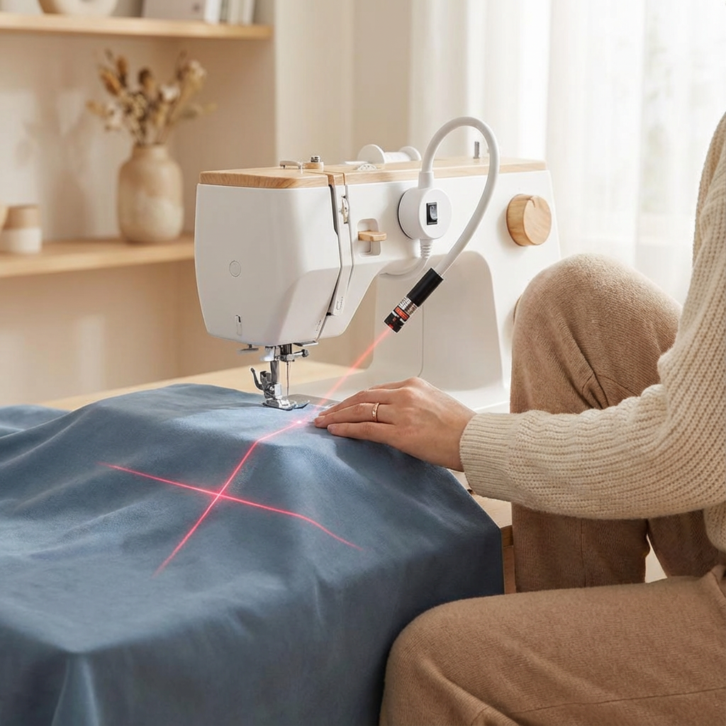Magnetisch Laserlicht voor Naaimachine | Laser Naaigeleider voor Quilten en Rechte Naden met Flexibele Arm en USB Voeding