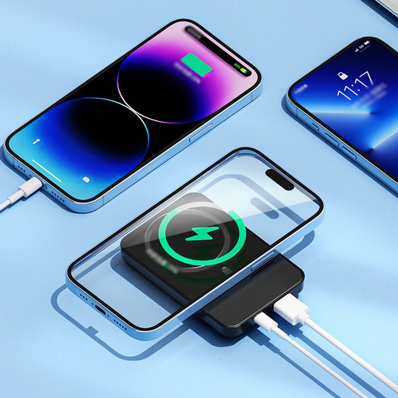 Dunne Magnetische Powerbank met Display | Draadloze Powerbank voor Smartphone | Compacte Externe Batterij voor Onderweg