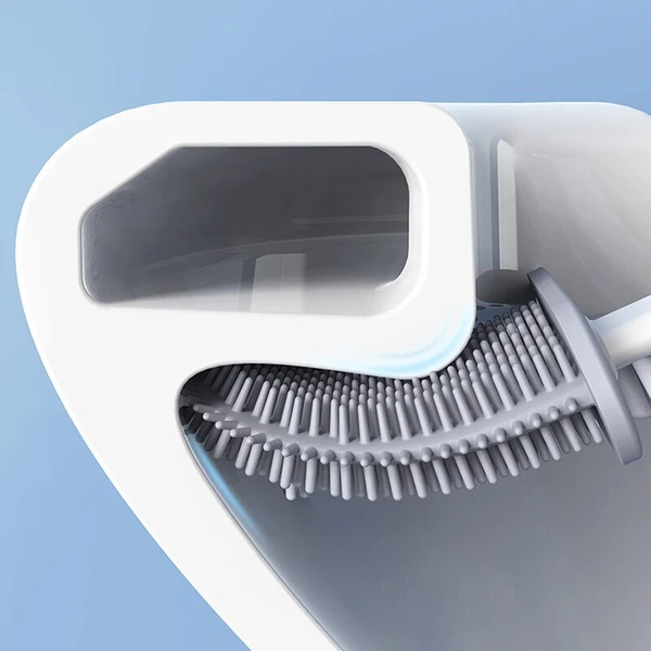 Siliconen Toiletborstel met Houder | Flexibele WC Borstel met Ventilerende Houder Staand of voor Wandmontage voor Badkamer en Toilet