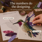 Patchwork Knutselpakket Vogel | Gelaagde Stoffen Decoratievogel Maken zonder Naaien met Voorgesneden Genummerde Stofjes en Handleiding