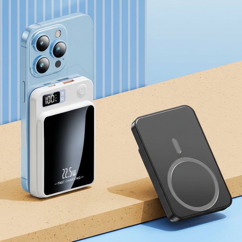 Dunne Magnetische Powerbank met Display | Draadloze Powerbank voor Smartphone | Compacte Externe Batterij voor Onderweg