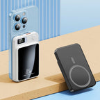 Dunne Magnetische Powerbank met Display | Draadloze Powerbank voor Smartphone | Compacte Externe Batterij voor Onderweg