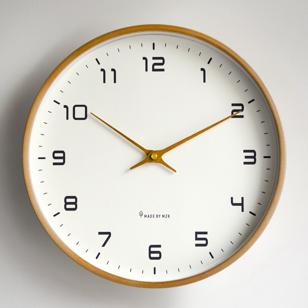 Ronde Houten Wandklok Geruisloos Quartz Uurwerk Minimalistische Klok met Glas en Grote Cijfers voor Woonkamer | Slaapkamer en Kantoor