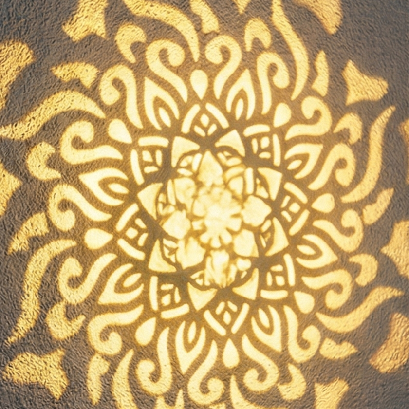 Solar Projectorlamp met Mandala Patroon | Metalen Tuinlamp op Zonne-energie met Schemersensor voor Terras | Muur en Tuintafel