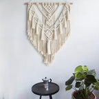 Macramé Wandkleed Boho Handgemaakt | Geknoopte Wanddecoratie met Kwastjes en Franjes voor Slaapkamer | Woonkamer en Hal