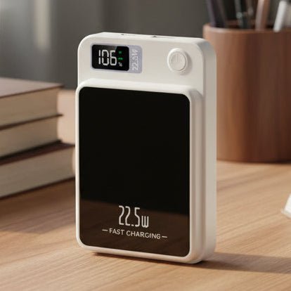 Dunne Magnetische Powerbank met Display | Draadloze Powerbank voor Smartphone | Compacte Externe Batterij voor Onderweg