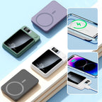 Dunne Magnetische Powerbank met Display | Draadloze Powerbank voor Smartphone | Compacte Externe Batterij voor Onderweg
