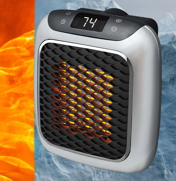 Elektrische Mini Kachel voor Stopcontact | Compacte Bijverwarming met Digitaal Display Timer en Oververhittingsbeveiliging voor Thuis en Kantoor