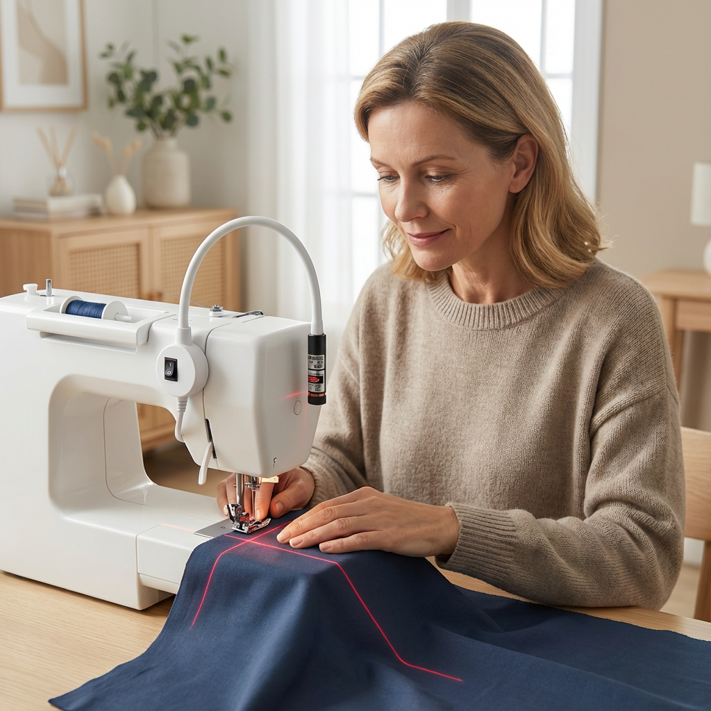 Magnetisch Laserlicht voor Naaimachine | Laser Naaigeleider voor Quilten en Rechte Naden met Flexibele Arm en USB Voeding