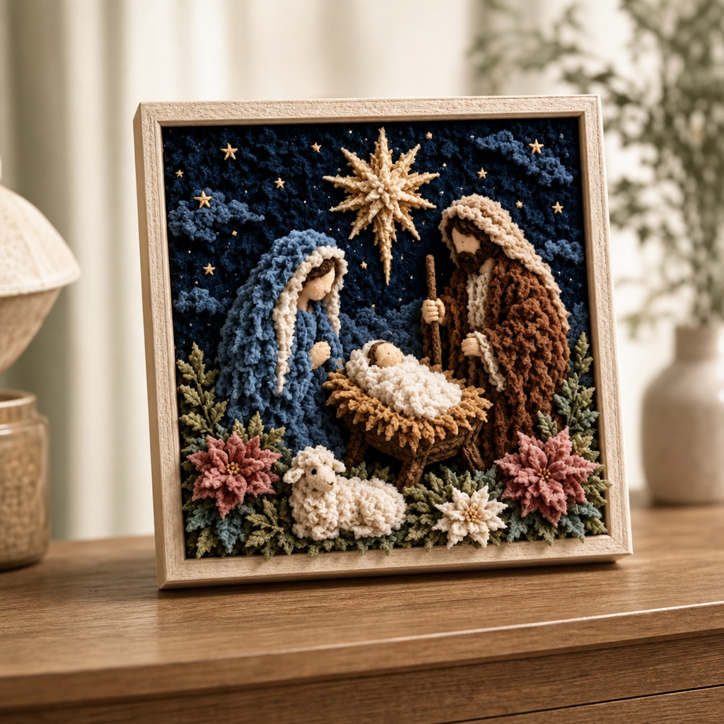 Christelijk Knutselpakket Stofkunst in Reliëf | Prikpakket met Voorgeperforeerd Bord en Stofjes voor Wanddecoratie Zonder Naaien