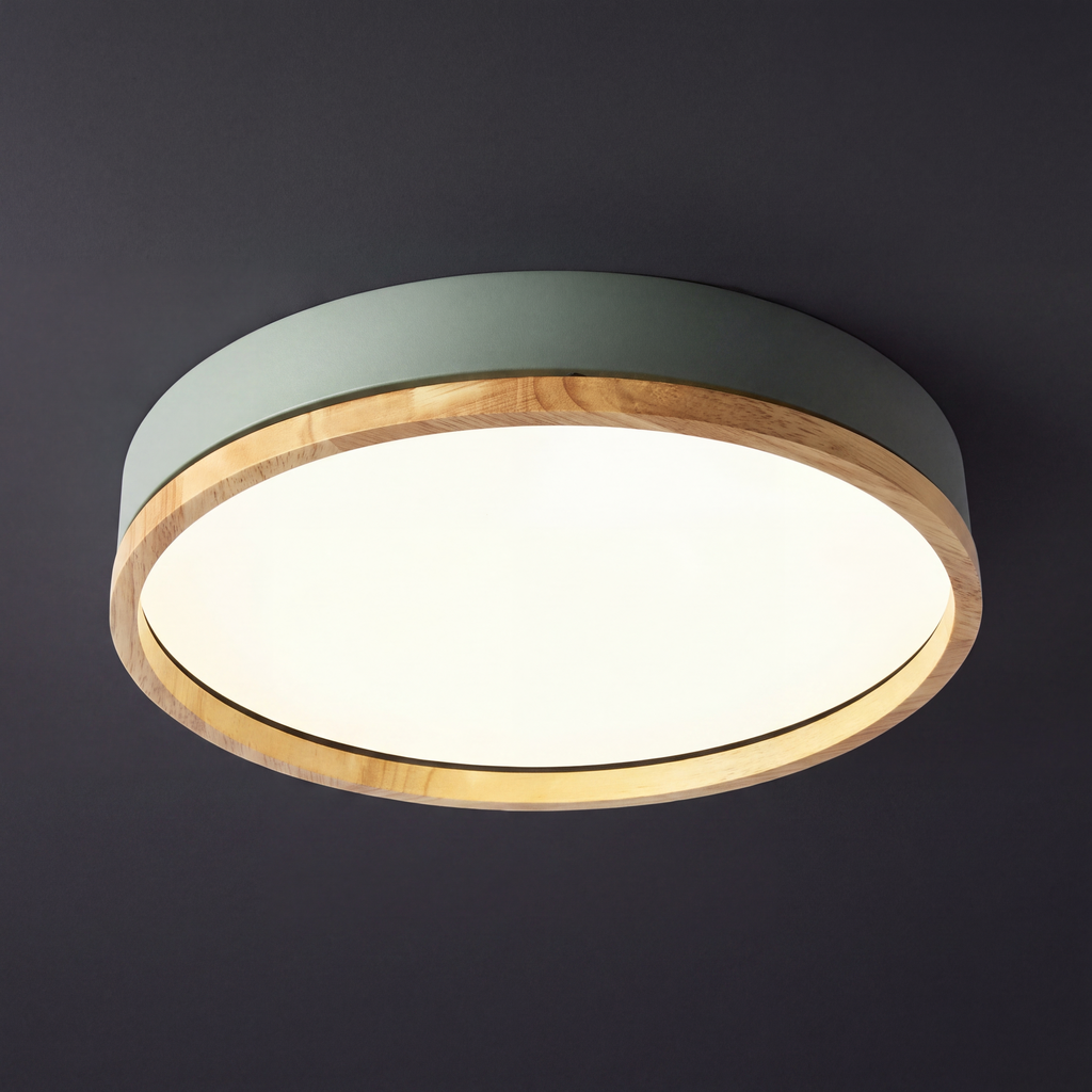 Scandinavische Houten Plafondlamp LED Plafonnière met Houten Ring en Dimbare Optie met Afstandsbediening voor Woonkamer | Slaapkamer en Keuken