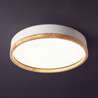 Scandinavische Houten Plafondlamp LED Plafonnière met Houten Ring en Dimbare Optie met Afstandsbediening voor Woonkamer | Slaapkamer en Keuken