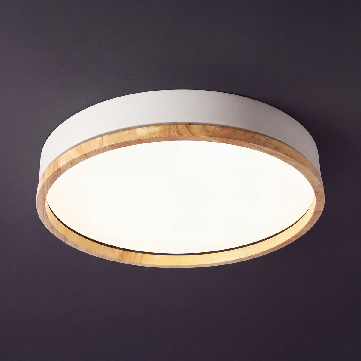 Scandinavische Houten Plafondlamp LED Plafonnière met Houten Ring en Dimbare Optie met Afstandsbediening voor Woonkamer | Slaapkamer en Keuken