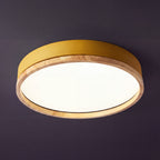 Scandinavische Houten Plafondlamp LED Plafonnière met Houten Ring en Dimbare Optie met Afstandsbediening voor Woonkamer | Slaapkamer en Keuken