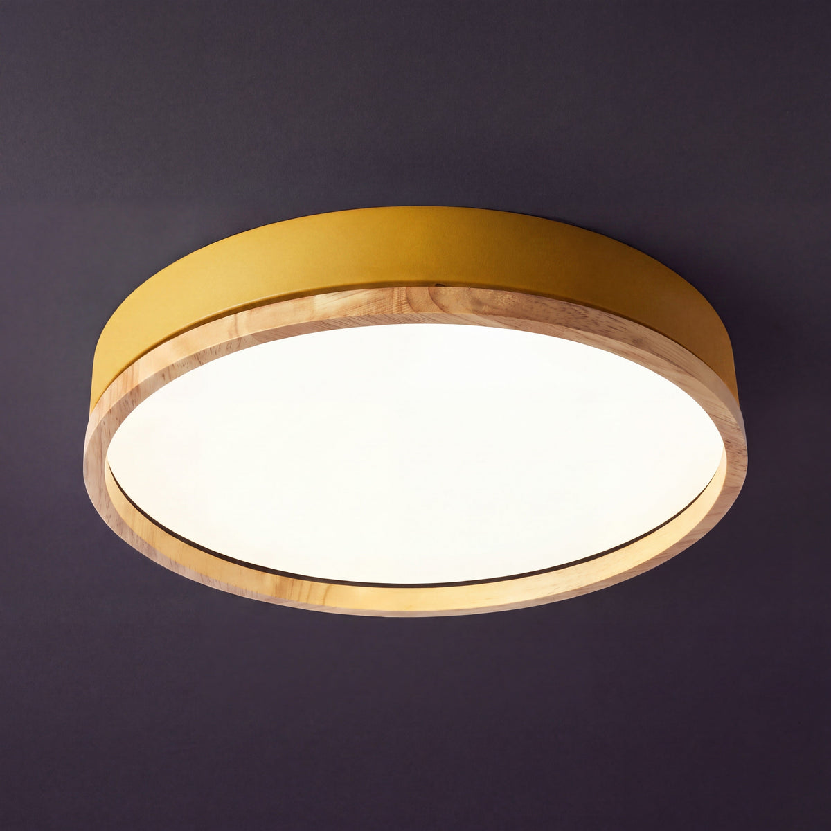 Scandinavische Houten Plafondlamp LED Plafonnière met Houten Ring en Dimbare Optie met Afstandsbediening voor Woonkamer | Slaapkamer en Keuken
