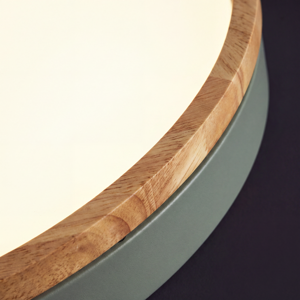Scandinavische Houten Plafondlamp LED Plafonnière met Houten Ring en Dimbare Optie met Afstandsbediening voor Woonkamer | Slaapkamer en Keuken