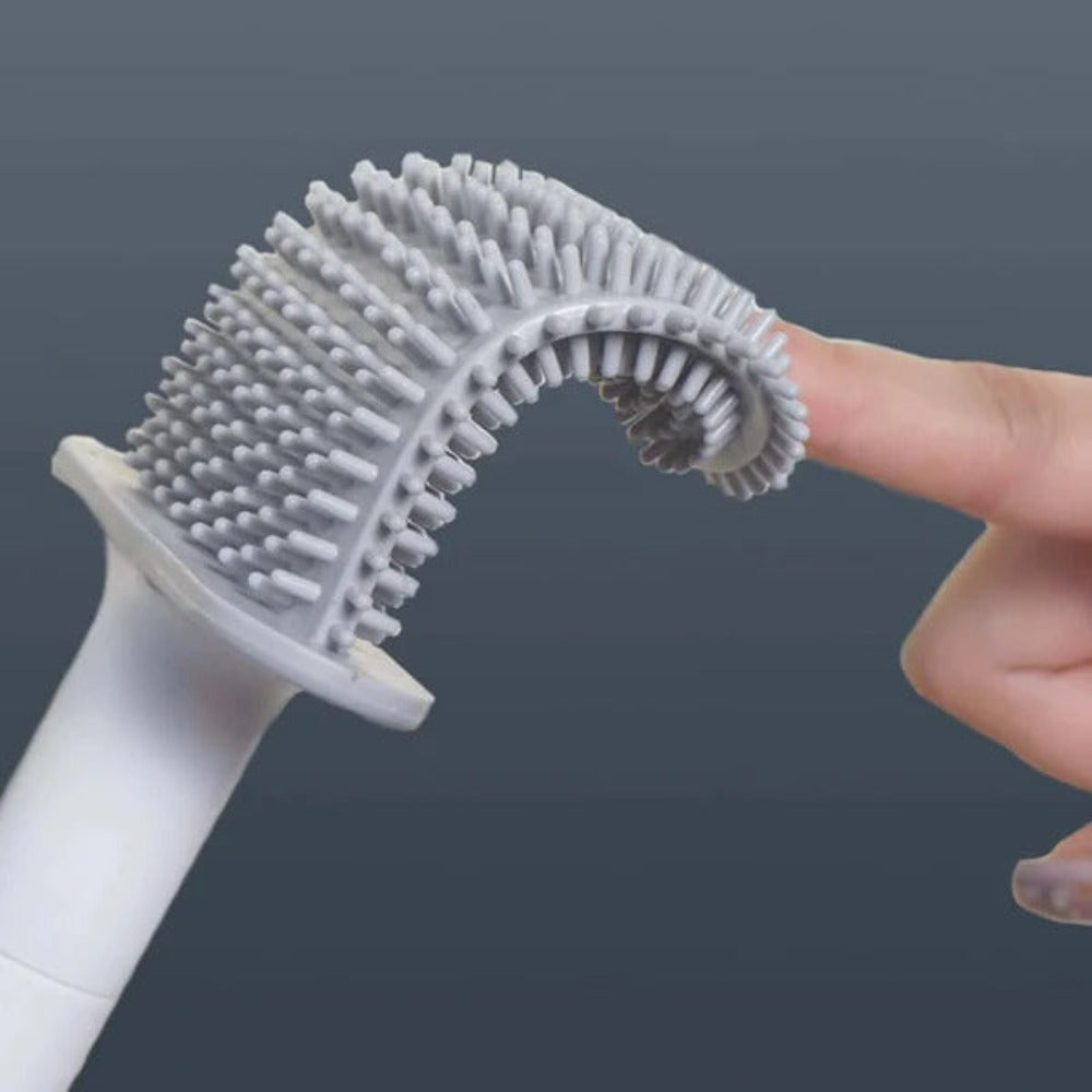 Siliconen Toiletborstel met Houder Flexibele Wc Borstel met Platte Kop Sneldrogend en Roestvrij voor Badkamer | Toilet en Gastentoilet