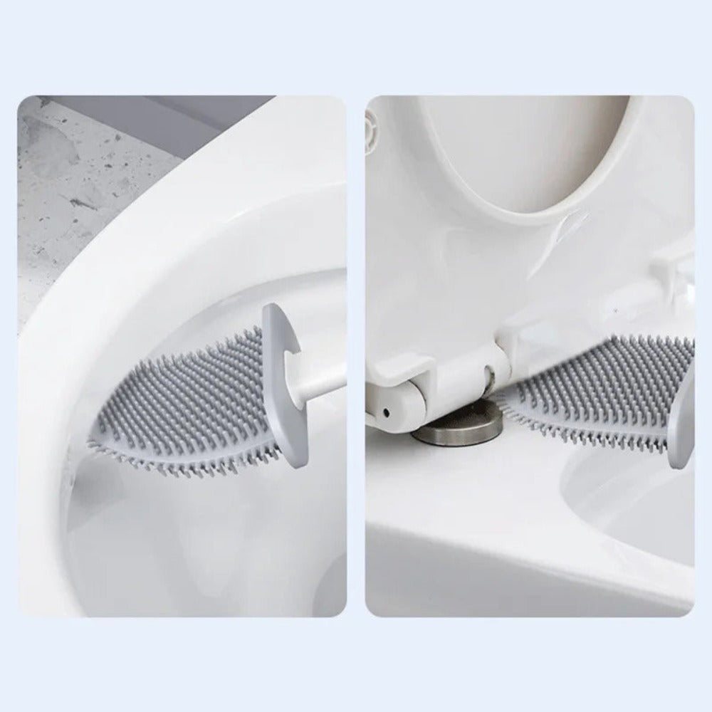 Siliconen Toiletborstel met Houder Flexibele Wc Borstel met Platte Kop Sneldrogend en Roestvrij voor Badkamer | Toilet en Gastentoilet
