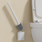 Siliconen Toiletborstel met Houder Flexibele Wc Borstel met Platte Kop Sneldrogend en Roestvrij voor Badkamer | Toilet en Gastentoilet