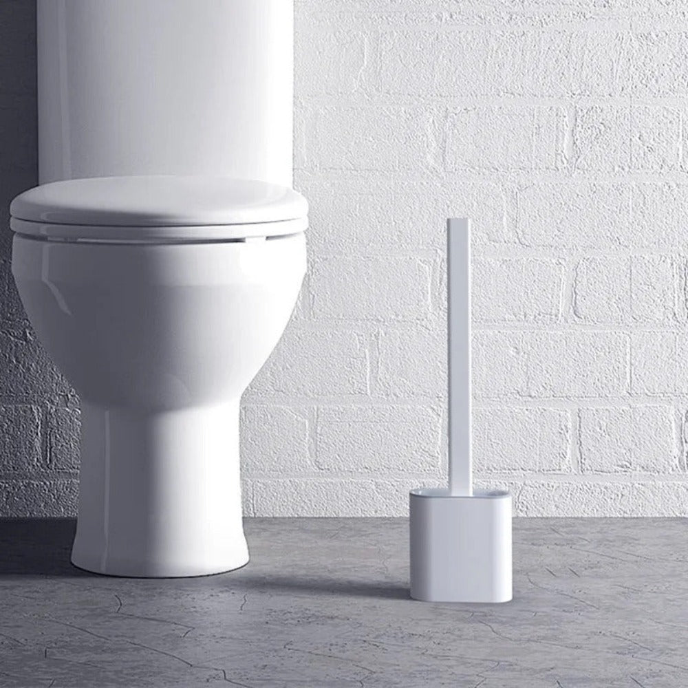 Siliconen Toiletborstel met Houder Flexibele Wc Borstel met Platte Kop Sneldrogend en Roestvrij voor Badkamer | Toilet en Gastentoilet