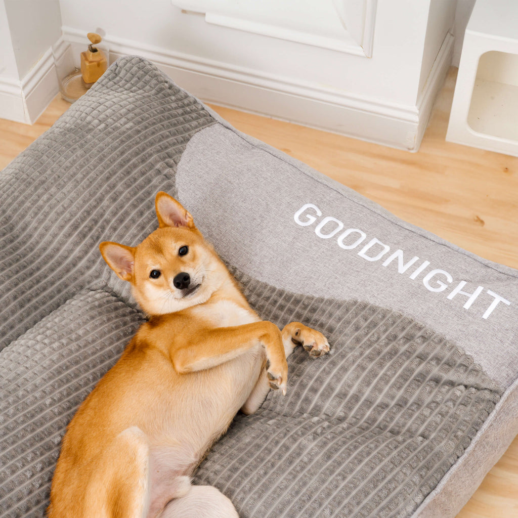 Hondenkussen met Hoofdsteun en Verhoogde Rand | Groot Hondenbed van Zacht Fluweel met Afneembare Wasbare Hoes voor Middelgrote en Grote Honden