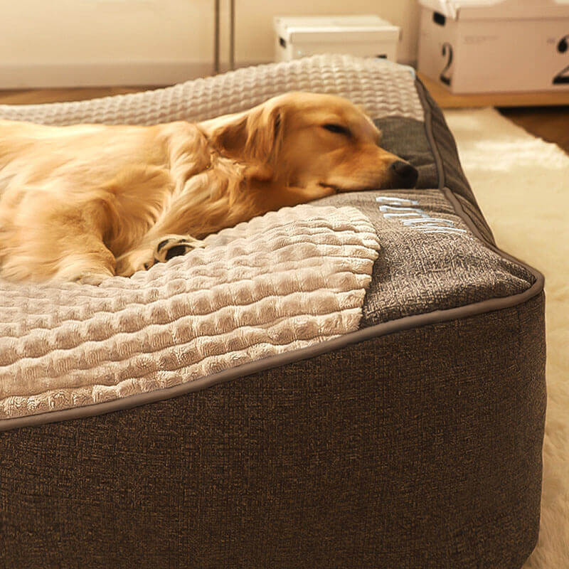 Hondenkussen met Hoofdsteun en Verhoogde Rand | Groot Hondenbed van Zacht Fluweel met Afneembare Wasbare Hoes voor Middelgrote en Grote Honden