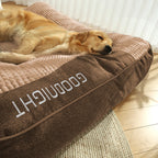 Hondenkussen met Hoofdsteun en Verhoogde Rand | Groot Hondenbed van Zacht Fluweel met Afneembare Wasbare Hoes voor Middelgrote en Grote Honden