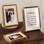 Houten Fotolijst met Metalen Hoeken Vintage Staande Fotolijst van Massief Hout Staand of Liggend te Plaatsen voor Bureau | Kast en Nachtkastje