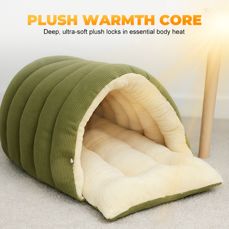 Overdekte Kattenmand met Kap | Pluche Kattenholte en Grotbed met Zachte Vulling en Verstelbare Opening voor Binnenkatten