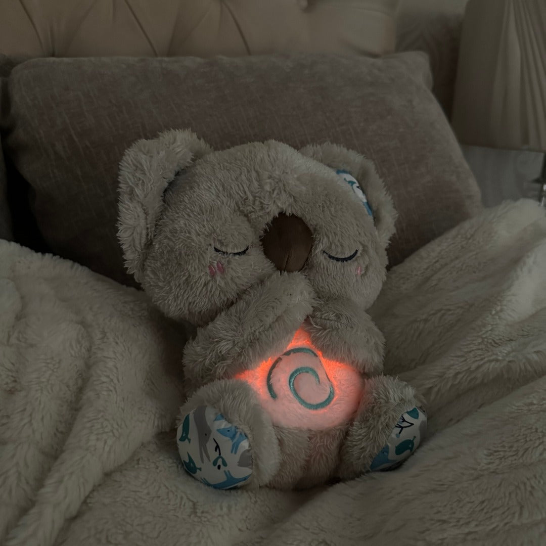 Ademhalingsknuffel Koala met Nachtlampje | Pluche Knuffel met Bewegende Buik | Hartslaggeluid en Zacht Licht
