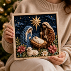 Christelijk Knutselpakket Stofkunst in Reliëf | Prikpakket met Voorgeperforeerd Bord en Stofjes voor Wanddecoratie Zonder Naaien