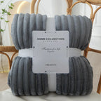 Zachte Fleece Plaid met Brede Streepstructuur Flanellen Deken Warme Woondeken voor Bank | Bed en Woonkamer