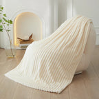 Zachte Fleece Plaid met Brede Streepstructuur Flanellen Deken Warme Woondeken voor Bank | Bed en Woonkamer