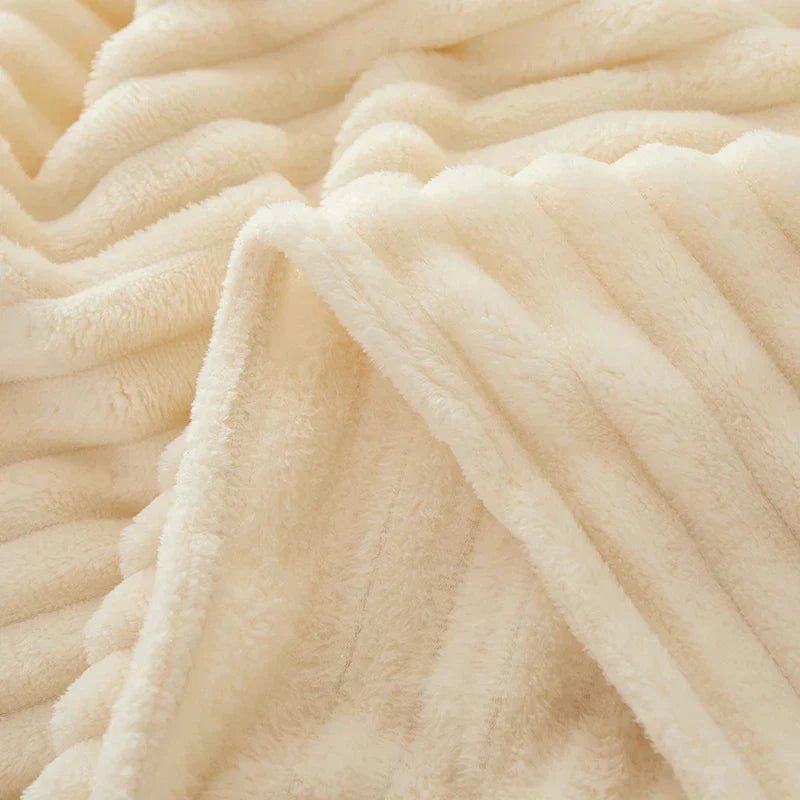 Zachte Fleece Plaid met Brede Streepstructuur Flanellen Deken Warme Woondeken voor Bank | Bed en Woonkamer