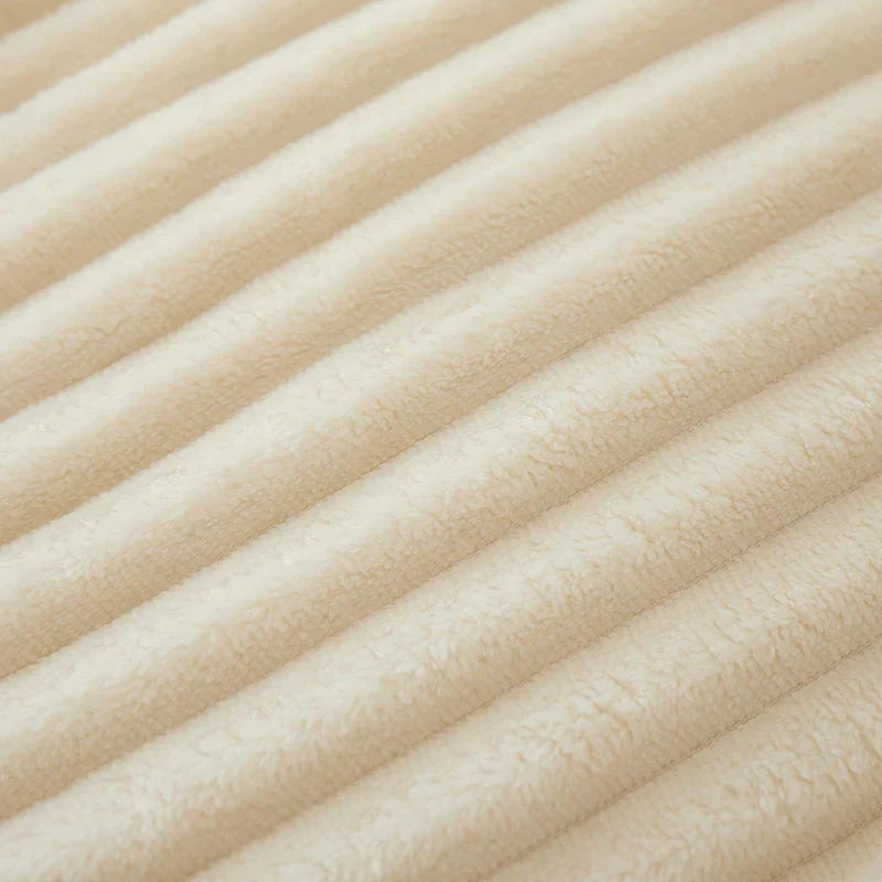 Zachte Fleece Plaid met Brede Streepstructuur Flanellen Deken Warme Woondeken voor Bank | Bed en Woonkamer