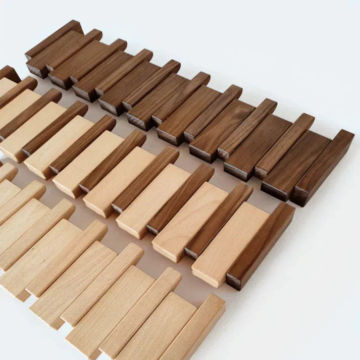 Houten Wandkapstok met Uitklapbare Haken in Pianotoetsen Design Kapstok voor aan de Muur te Plakken of te Schroeven voor Hal | Slaapkamer en Entree
